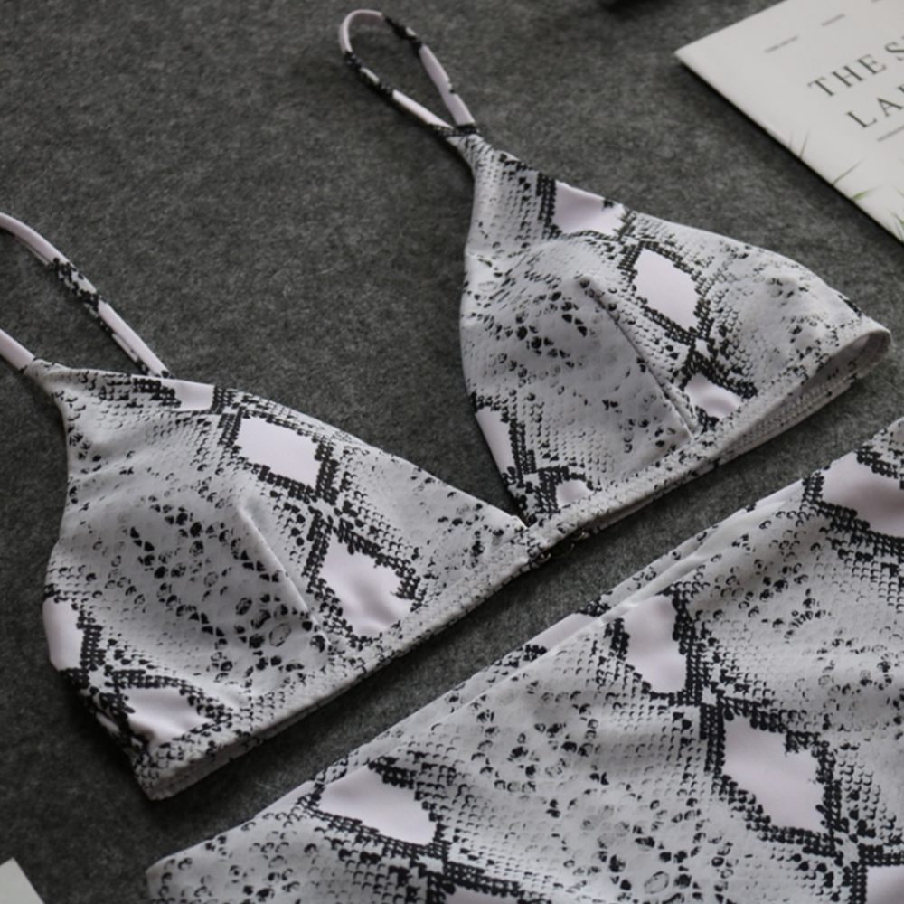 Padded Snake Print High Waisted Bikini Swimsuit - Picture 7 of 8